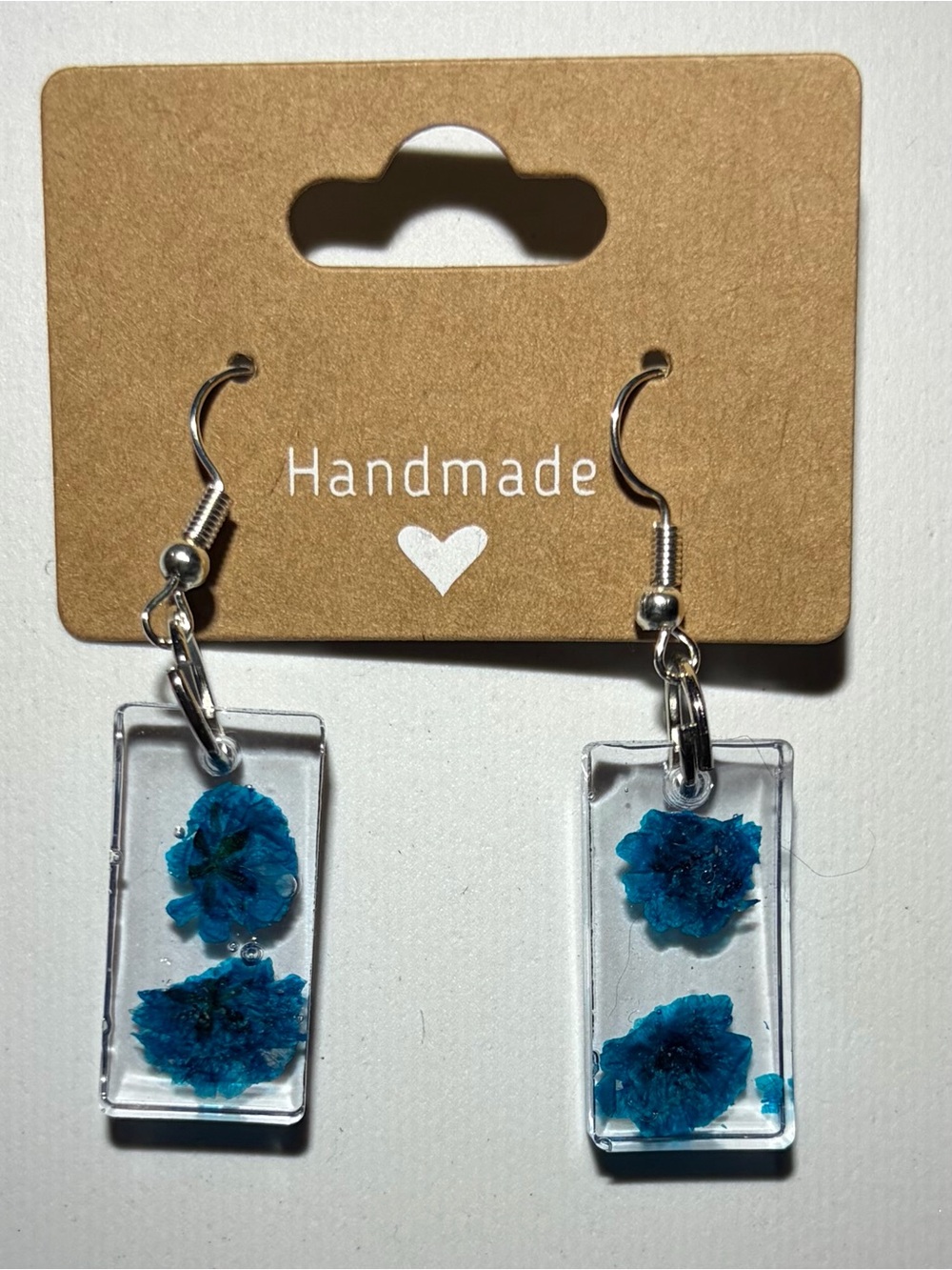 Blue Floral Resin Drop Earrings - Women's Accessories